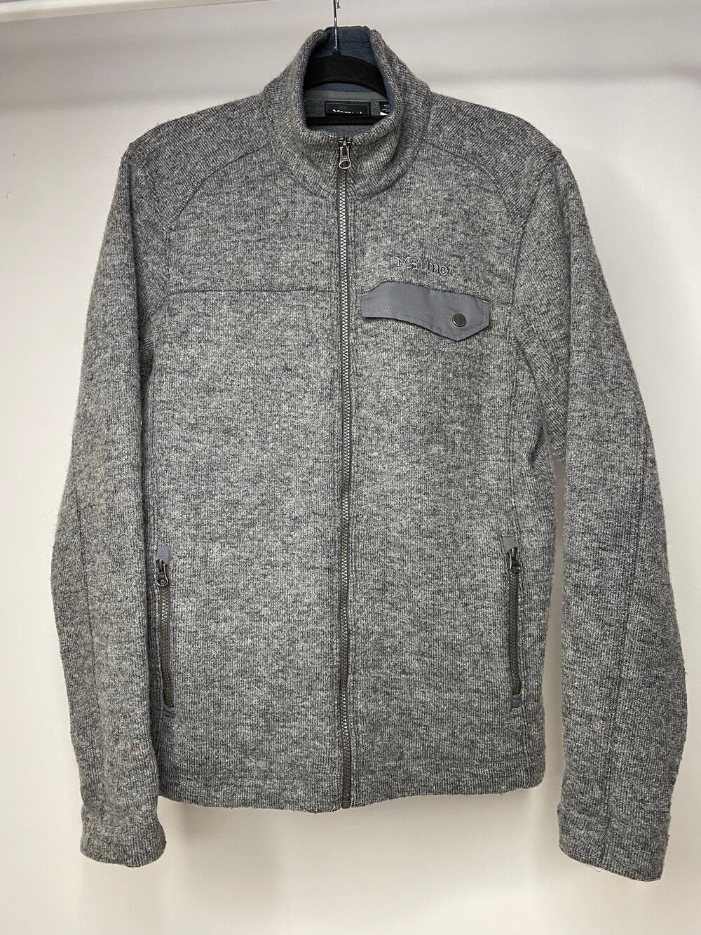 Marmot Men's Medium Poacher Pile Jacket Poly Wool Blend Gray Zip Up Hiking